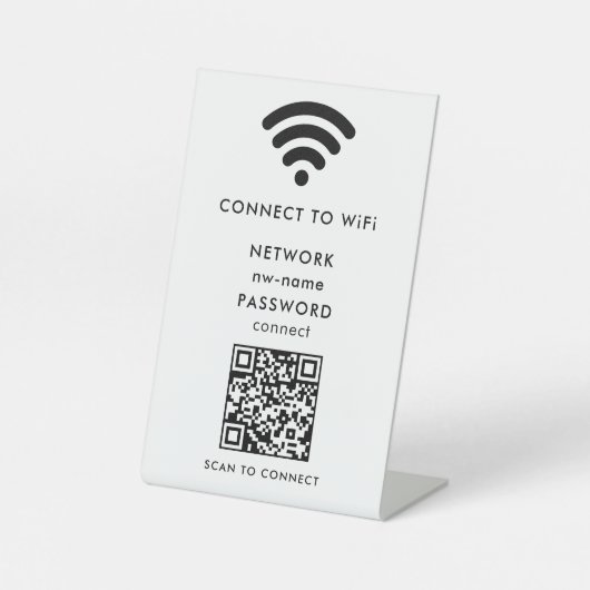 Signe De Table WiFi Network Scan QR Code pour connecter Internet (Recto)