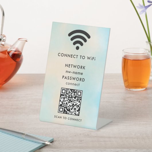 Signe De Table WiFi Network Scan QR Code pour connecter Internet (In SItu)