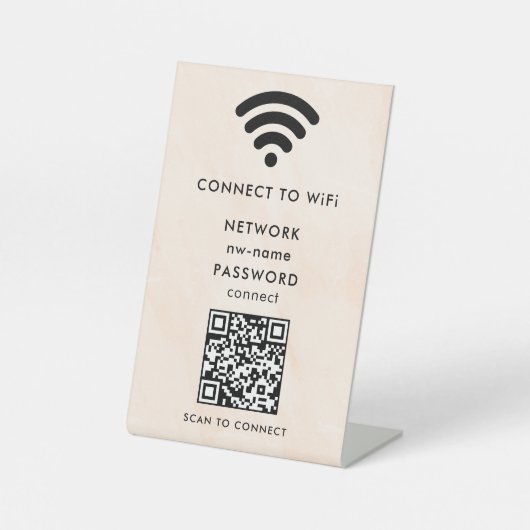 Signe De Table WiFi Network Scan QR Code pour connecter Internet (Recto)