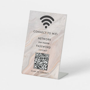 Signe De Table WiFi Network Scan QR Code pour connecter Internet