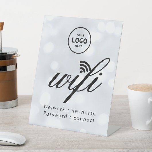 Signe De Table WiFi Password Code Business Logo Blue  (In SItu)