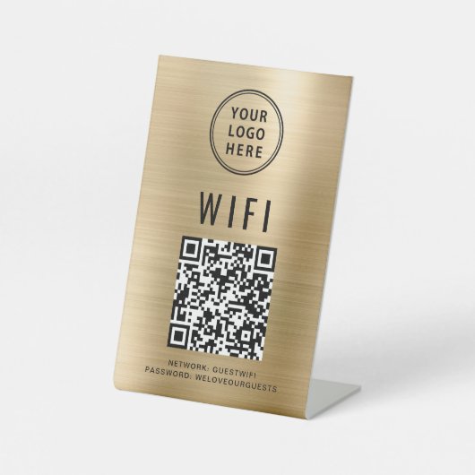 Signe De Table Wifi QR Code Business Logo Scan Pour Connecter Gol (Recto)