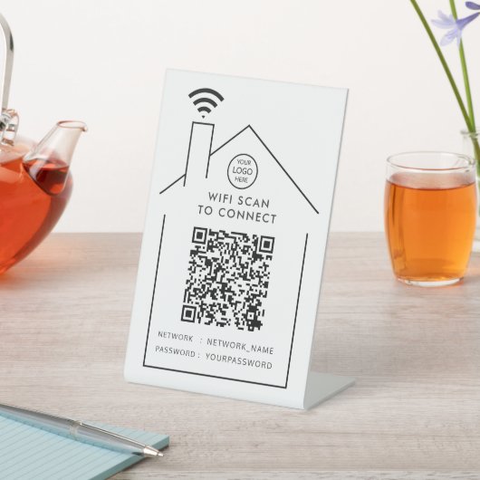 Signe De Table Wifi QR Code Business Logo Scan pour connecter Ped (In SItu)