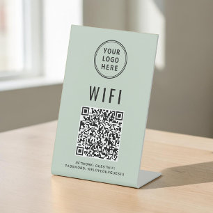 Signe De Table Wifi QR Code Business Logo Scan Sage