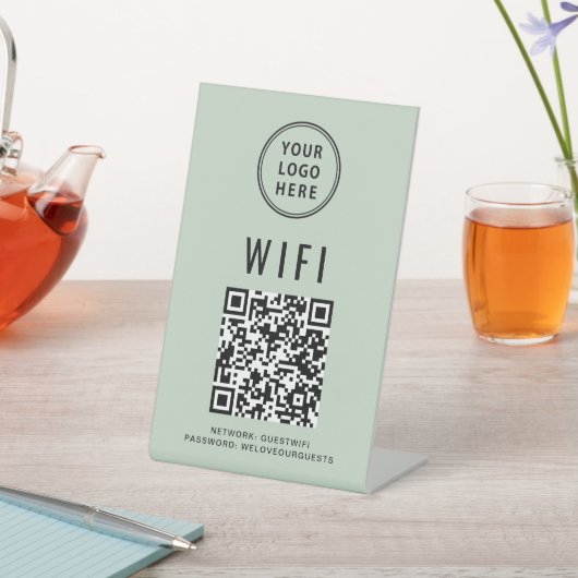 Signe De Table Wifi QR Code Business Logo Scan Sage (In SItu)
