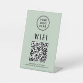 Signe De Table Wifi QR Code Business Logo Scan Sage (Recto)