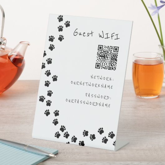 Signe De Table WIFI QR code client chemin de la patte chien (In SItu)