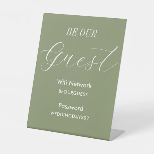 Signe De Table WiFi Sage Green Soyez notre Mariage invité (Recto)