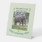 Signe De Table Wild One Elephant Party Welcome Sign (Recto)