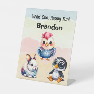 Signe De Table Wild One Happy Fun Woodland Animaux Aquarelle