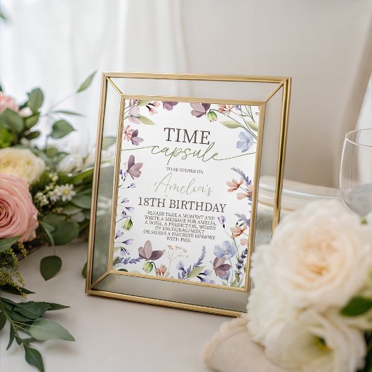 Signe De Table Wildflower 1st Birthday Time Capsule Sign