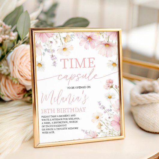 Signe De Table Wildflower 1st Birthday Time Capsule Sign