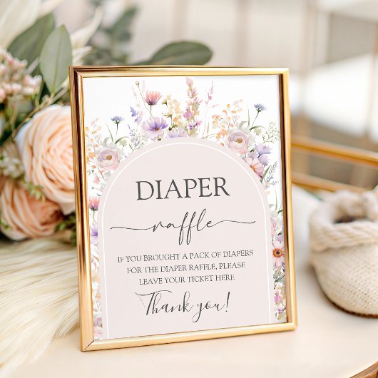Signe De Table Wildflower 8x10 Diaper Raffle Table Sign