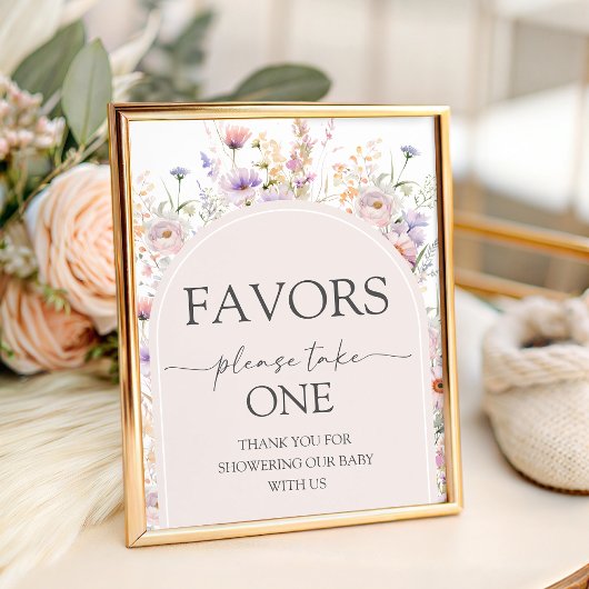 Signe De Table Wildflower Baby Shower Favors Table Sign