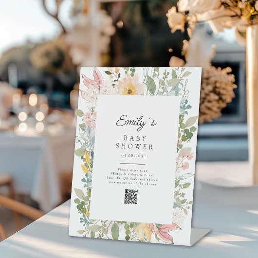 Signe De Table Wildflower Garden Charm Baby Shower QR Code