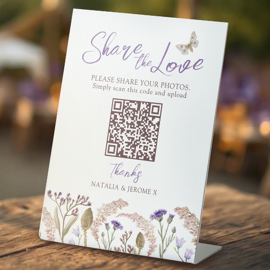 Signe De Table Wildflower grass watercolor fall wedding QR