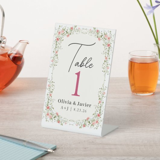 Signe De Table Wildflower Wedding Table Number (In SItu)