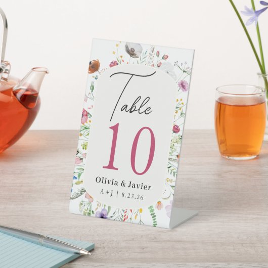 Signe De Table Wildflower Wedding Table Number (In SItu)
