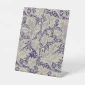 Signe De Table William Morris Wallflower bleu damas floral (Recto)