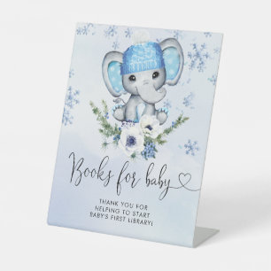Signe De Table Winter Elephant Baby shower Livres Pour Bébé