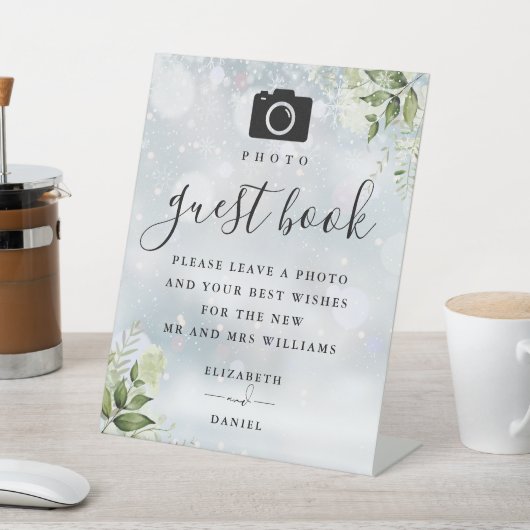 Signe De Table Winter Greenery Photo Guest Book Mariage (In SItu)