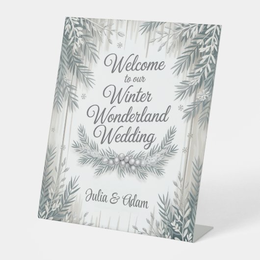 Signe De Table Winter Wonderland Wedding with Calligraphy Text (Recto)