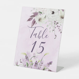 Signe De Table Wisteria Lavender White Roses Numéro de tableau