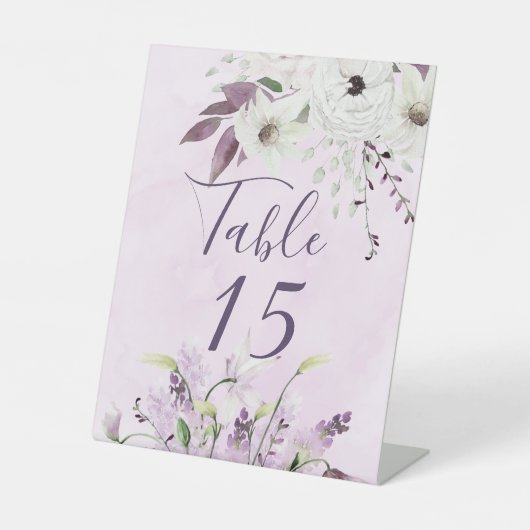 Signe De Table Wisteria Lavender White Roses Numéro de tableau (Recto)