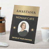 Signe De Table Woman Cave Gold Black Warning Personnaliser (In SItu)