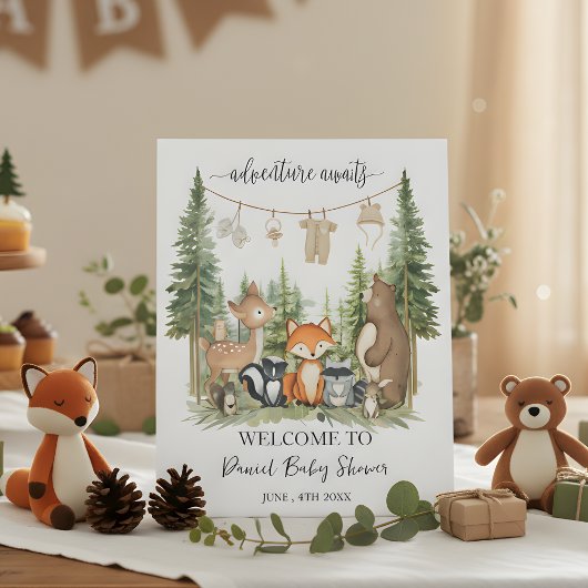 Signe De Table Woodland Animals Baby Shower 