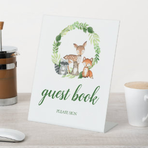 Signe De Table Woodland Animaux Douche Livre d'invité