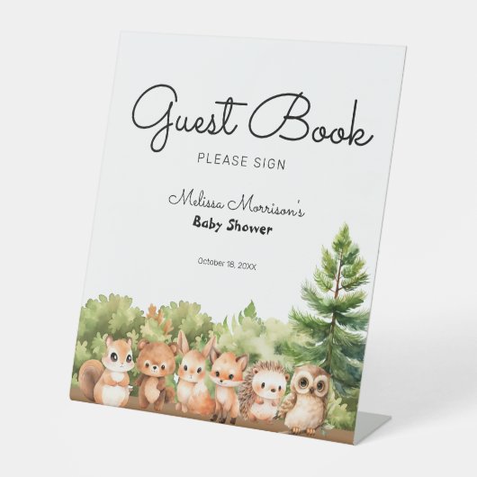 Signe De Table Woodland Baby Boy Douche Guest Book (Recto)