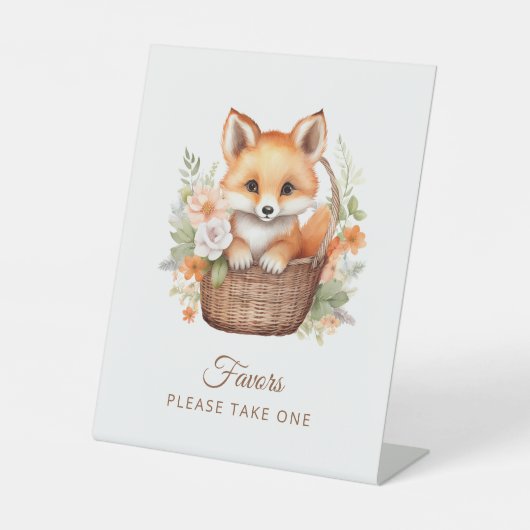 Signe De Table Woodland Fox Baby Shower Please Take One Favors (Recto)