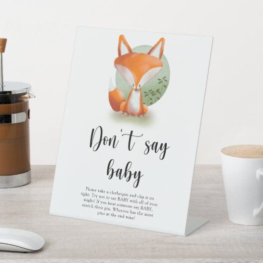 Signe De Table Woodland Fox - Ne dites pas bébé (In SItu)