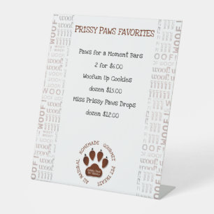 Signe De Table Woof Art Border Chien Brown Paw Nom commercial