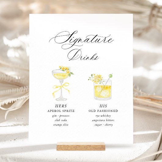 Signe De Table Yellow Signature Drinks Wedding