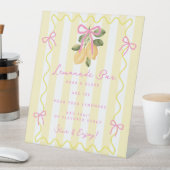 Signe De Table Yellow Stripe Pink Bow Lemonade Bar  (In SItu)