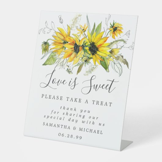 Signe De Table Yellow Sunflowers Love is Sweet Dessert Bar (Recto)