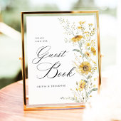 Signe De Table Yellow Wildflower Sunflower Guest Book Wedding