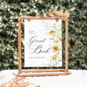 Signe De Table Yellow Wildflower Sunflower Guest Book Wedding