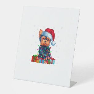 Signe De Table Yorkie Chien Moins Vilants Noël Éclairage Santa Ch