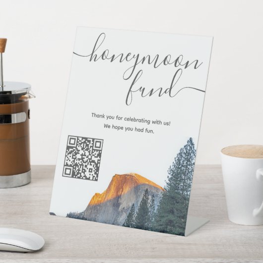 Signe De Table Yosemite demi-dôme Sunset Honeymoon Fund QR Code (In SItu)