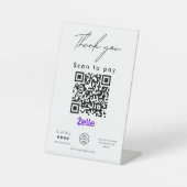 Signe De Table Zelle QR Code Logo Scan to Pay Merci (Recto)