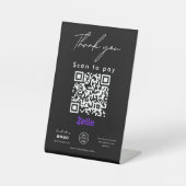 Signe De Table Zelle QR Code Logo Scan to Pay Merci Noir (Recto)