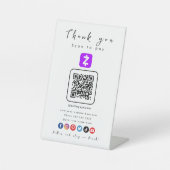 Signe De Table Zelle QR Code Merci Scan pour payer blanc (Recto)