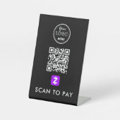 Signe De Table Zelle QR Code Scan pour payer le logo moderne Noir (Recto)