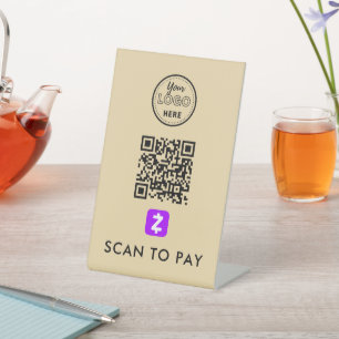 Signe De Table Zelle QR Code Scan pour payer le logo moderne Supe