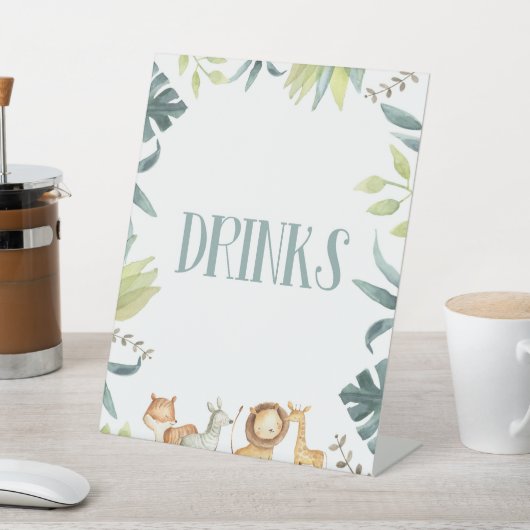 Signe De Table Zoo Safari Animaux Boire Table à boire (In SItu)