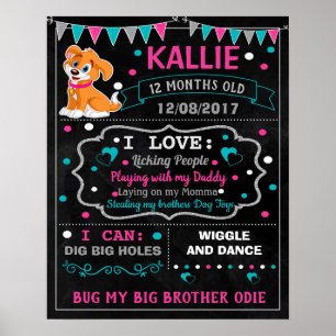 Signe de tableau d'anniversaire d'animal familier
