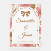 Signe d'entrée florale romantique avec nom et date (Recto)